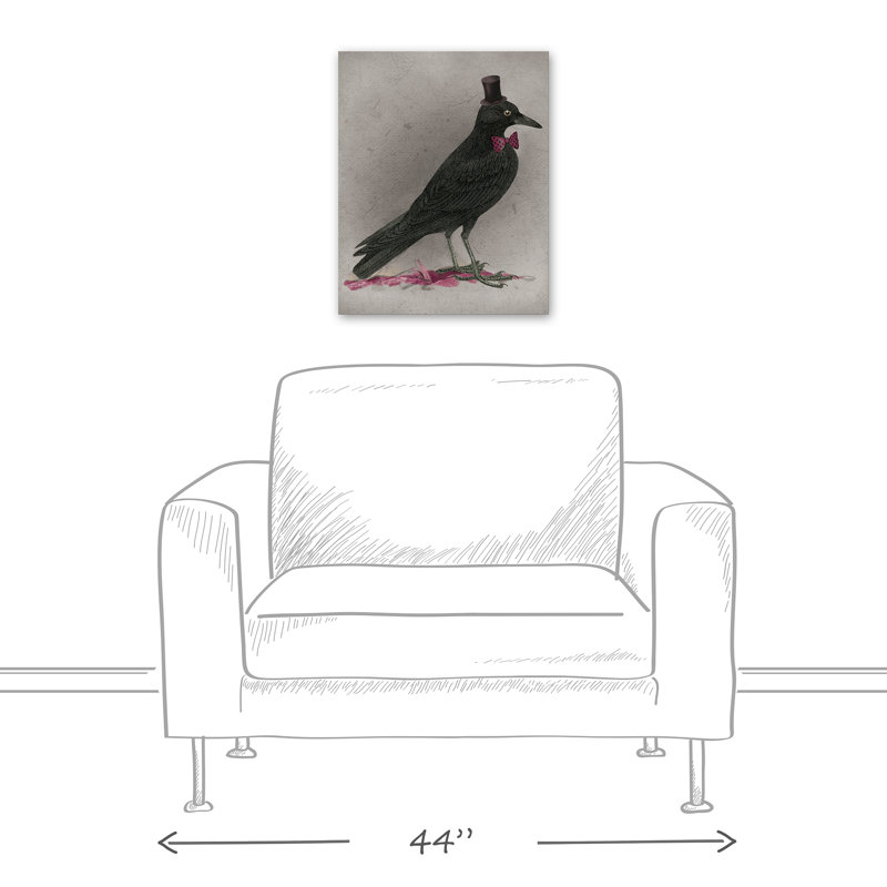 Stylish Crow - Graphic Art on Canvas, 10" H x 8" W, Canvas