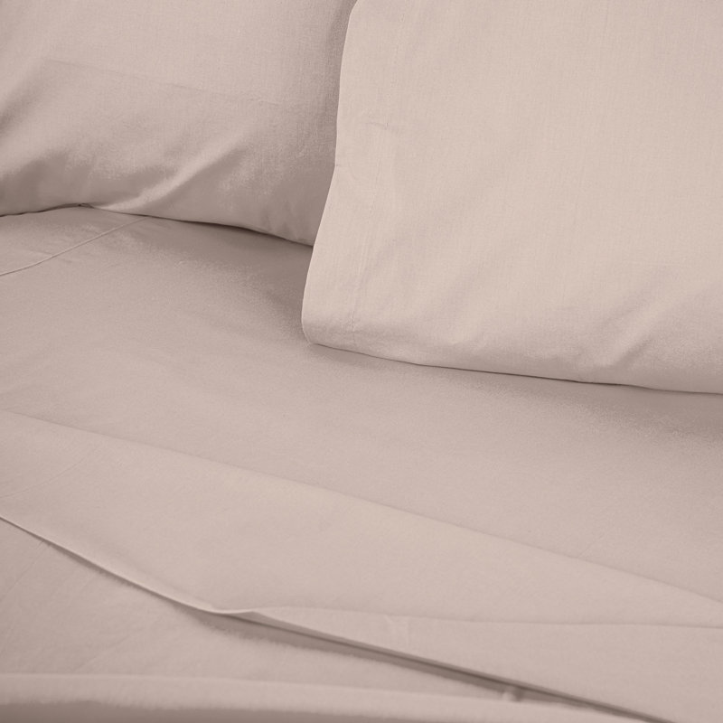 Premium Ranforce Single Fitted Sheet, 39 x 79 + 11.8 Deep Pocket, 100% Cotton, 145 Thread Count | Machine Washable at 86°F | Soft Beige Color, Perfect for Comfortable Sleep and Easy Care