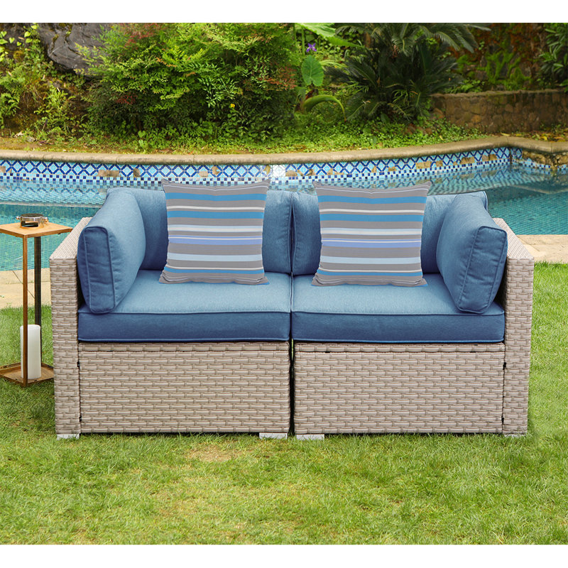 Causeuse de mobilier d’extérieur avec coussins Cayden