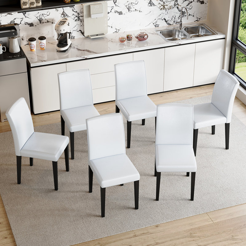 Chaise d'appoint rembourrée avec pieds en métal, 2, Blanc, Noir, noir, noir, noir