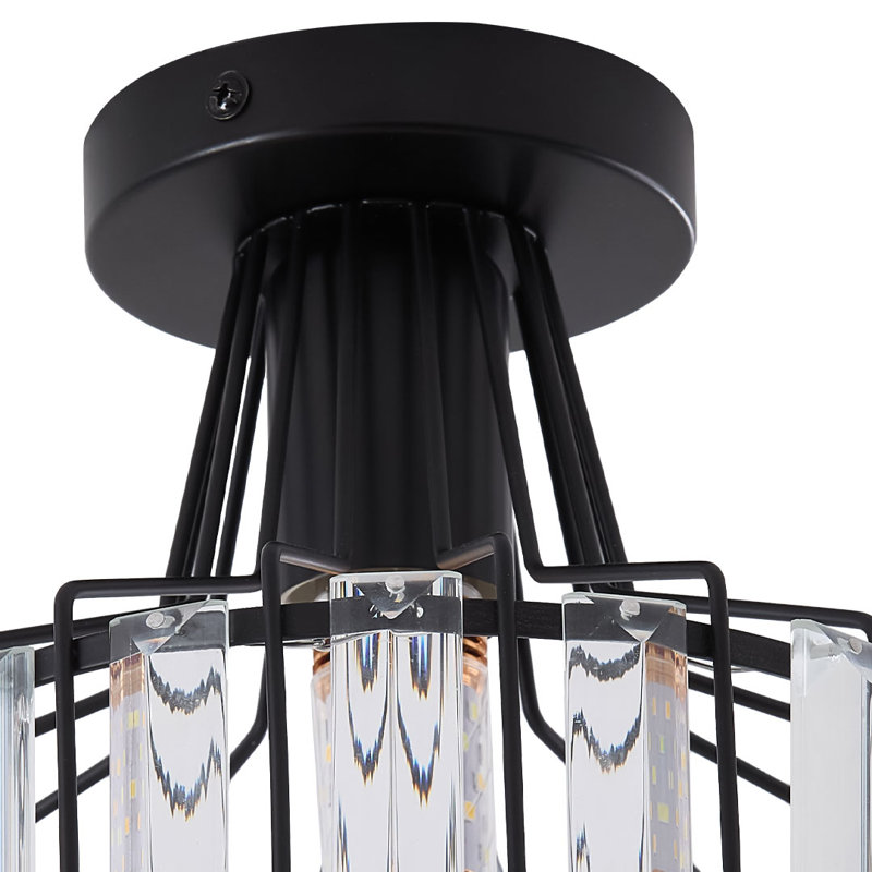 Crystal Semi Flush Mount, Matte Black