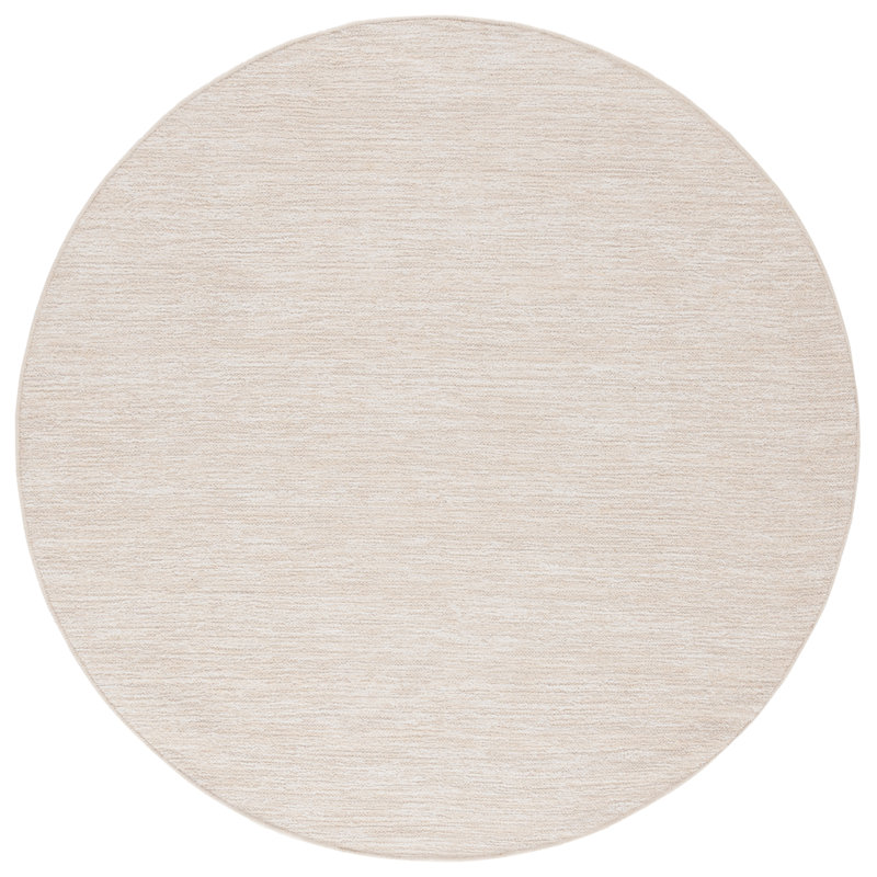 Tapis ivoire en coton recyclé touffeté à la main Jhalae, Rond 6 pi