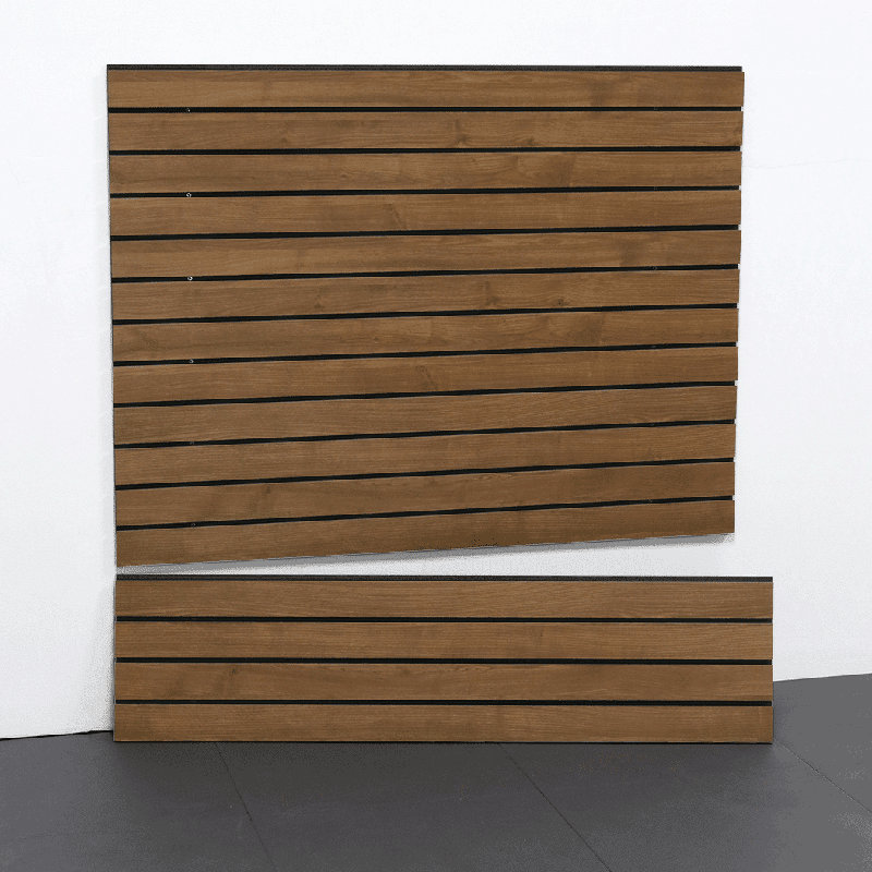 Laminated PVC Slatwall, 48" H x 48" W x 0.50" D, Western Cedar