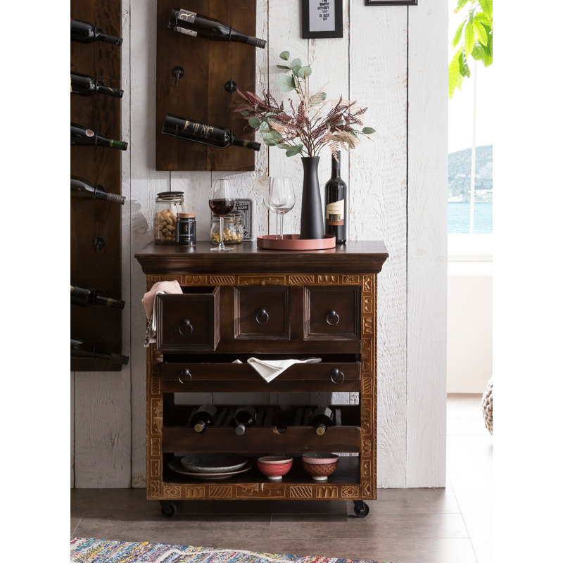 Rivero Solid Wood Kitchen Cart