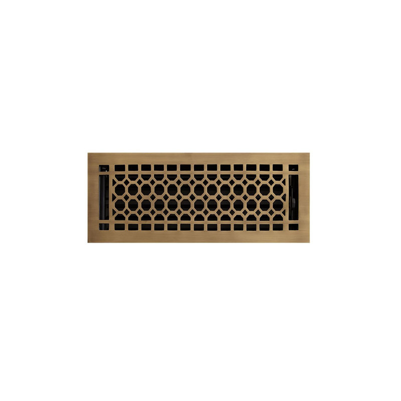 Honeycomb Brass Floor Register, Antique Brass