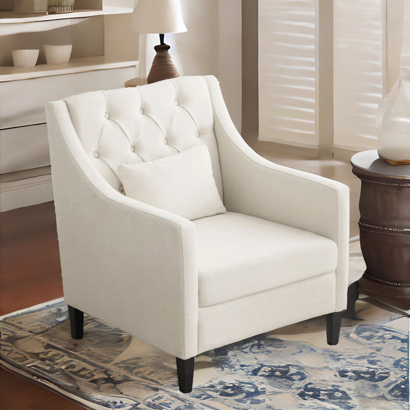 Fauteuil d'appoint rembourré 28,5 po Aselemo, Polyester beige
