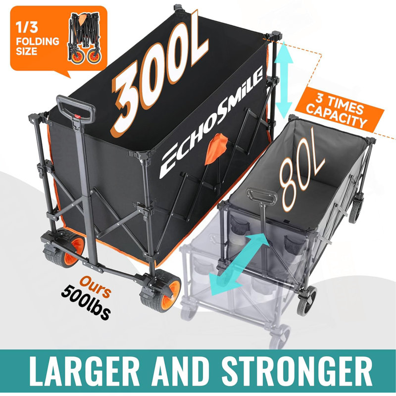 Chariot de camping télescopique noir et orange