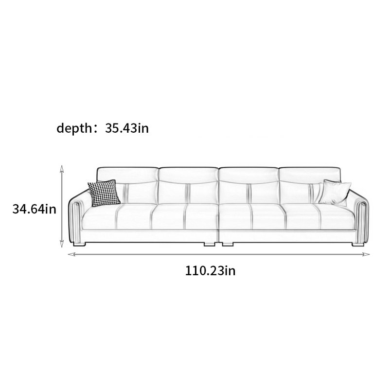 Canapé Nordic Light, H 34,64 po x l 110,23 po x P 35,43 po, 4