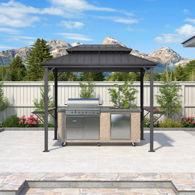 Metal Patio Aluminum 6' X 9' Hardtop Grill Gazebo with Double Galvanized Steel Roof for BBQ