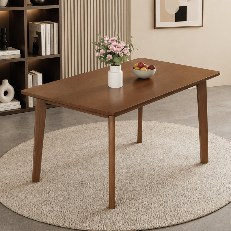 Table de salle à manger en noyer massif et rustique en bois massif - moderne minimaliste pour la cuisine, la salle à manger et le salon