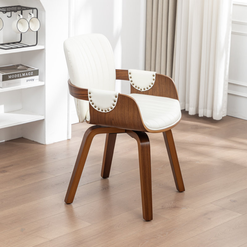 Fauteuil pivotant rembourré en similicuir Dundrod, Blanc