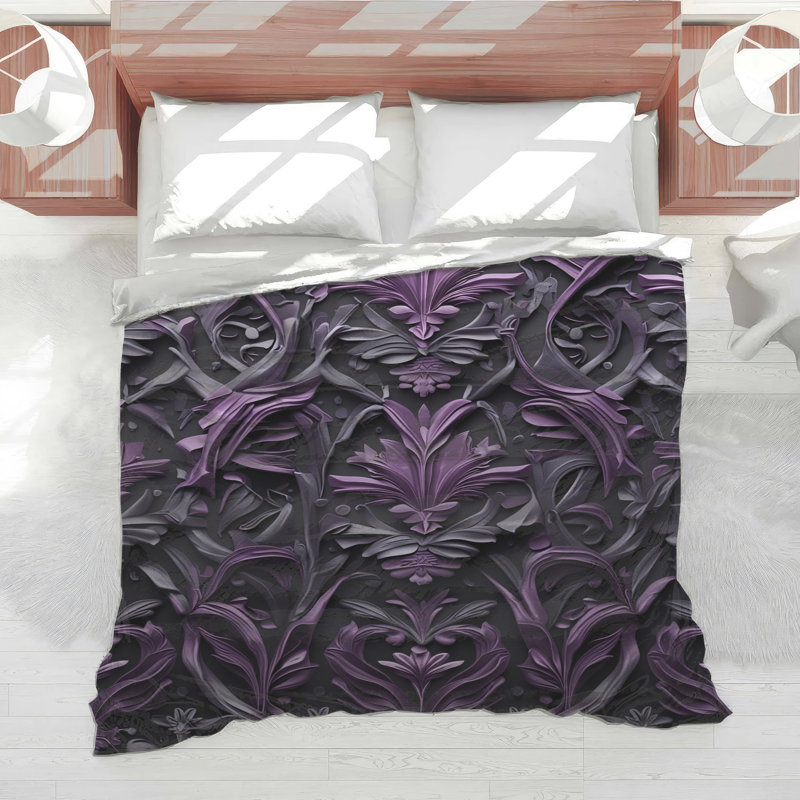 Édredon mauve à motif floral, Twin