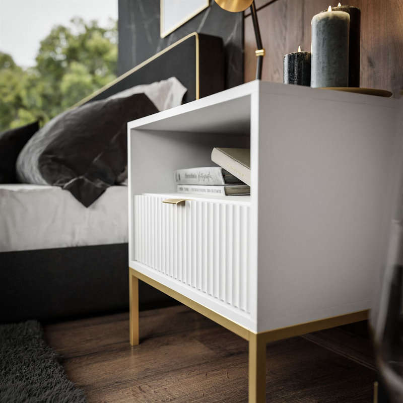 Leesport 54 cm W Bedside Table, Matte White