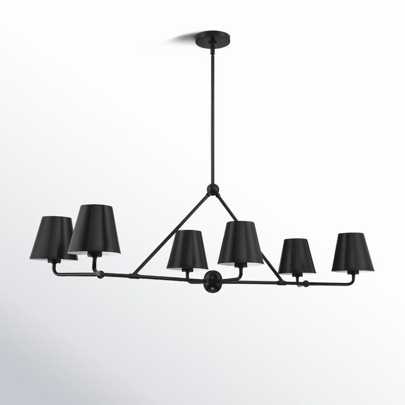 Kinston 6 - Light Dimmable Modern Linear Chandelier, Black