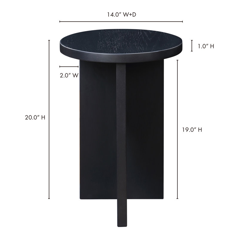 Shayne Solid Wood Abstract End Table, Black