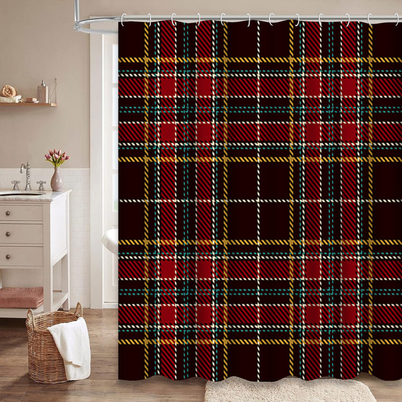Rideau de douche Tartan, L 72 po x l 84 po