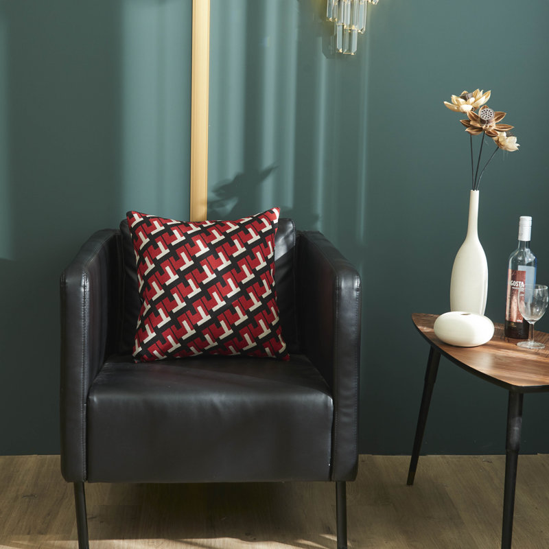 Black Geometric Modern Pillow Cover, Red/Black