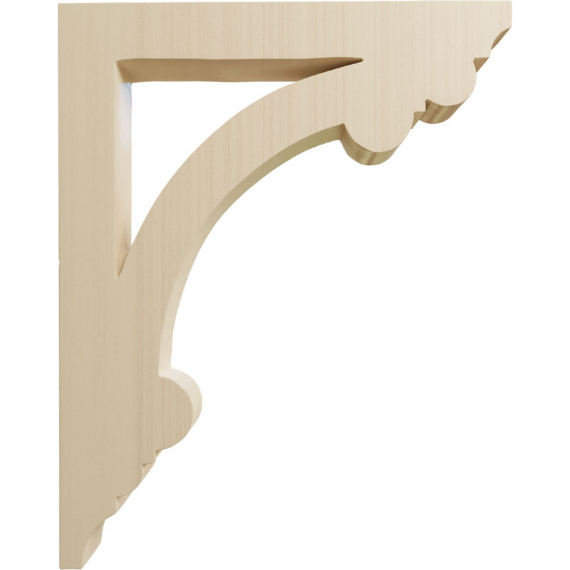 Medium Rubberwood Hand-Carved Decorative Corbel, 10.5" Height