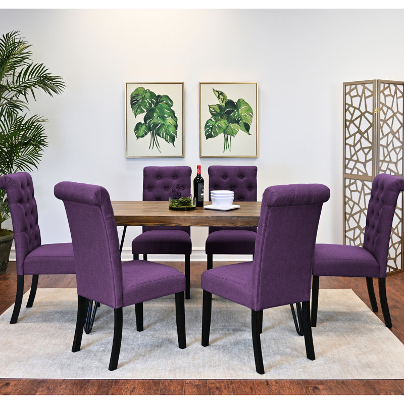 Table de salle à manger 7 épingles en pin foncé avec 6 chaises, base en métal et accents confortables, sièges pour personnes