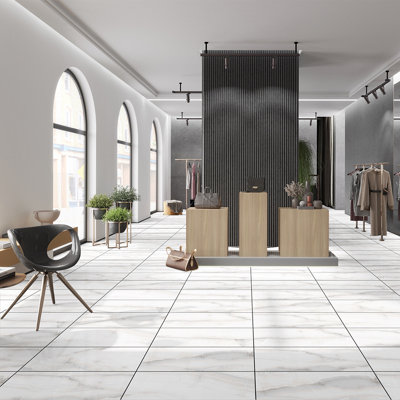 Monarch Bianco 12" x 24" Polished Porcelain Wall & Floor Tile
