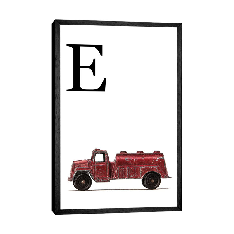 E Water Truck White Letter - Print on Canvas, 66.04 cm H x 45.72 cm W, Black Framed