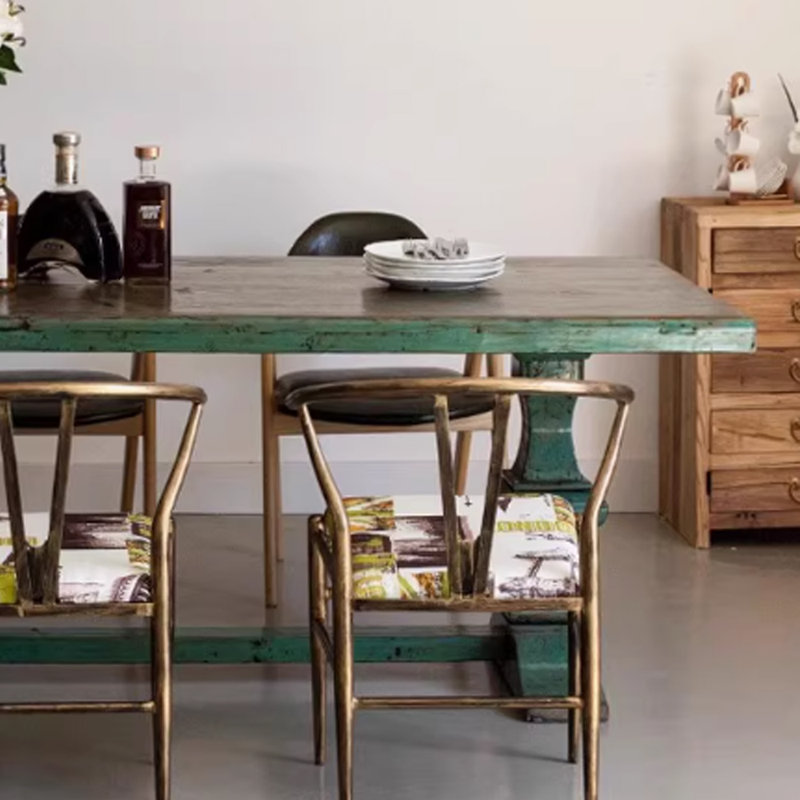 Retro Style Durable Old ERlm Wood Table, 29.92"H x 70.86"L x 31.49"W