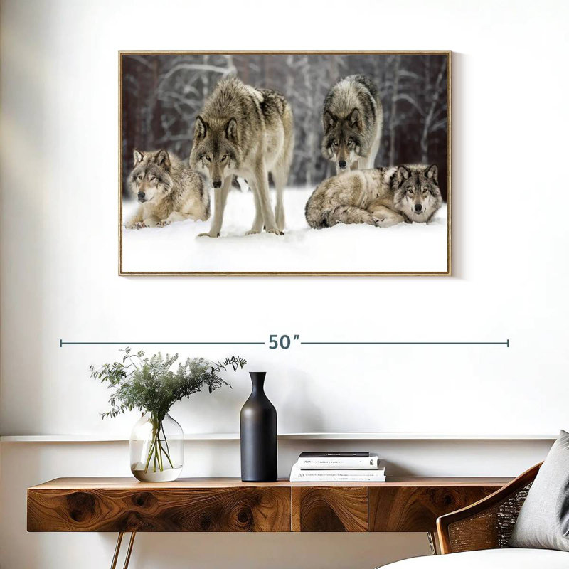 Loup, Cadre flottant en bois naturel, 37 po x 25 po