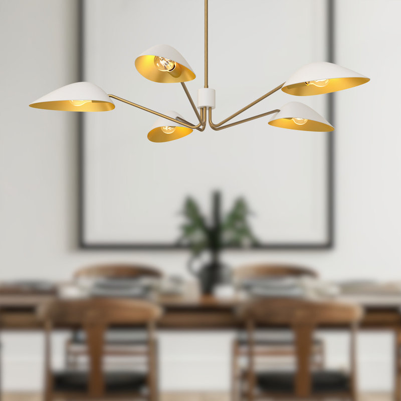 Raelle 5 - Light Unique/Statement Pendant, Aged Gold/White