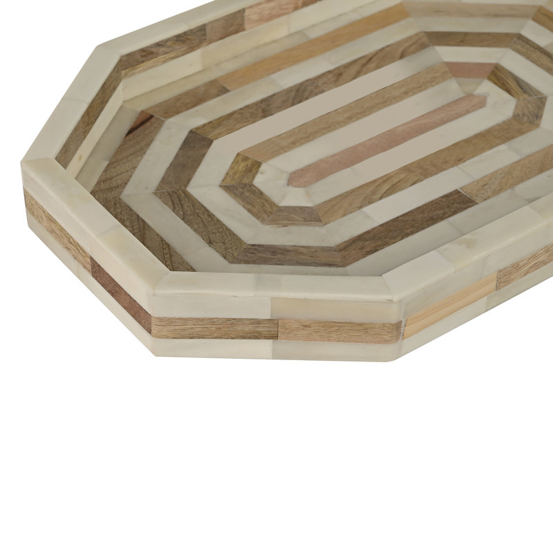 Plateau décoratif en bois et os Almerina