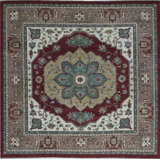 Wool Oriental Area Rug in Red/White/Brown/Gray