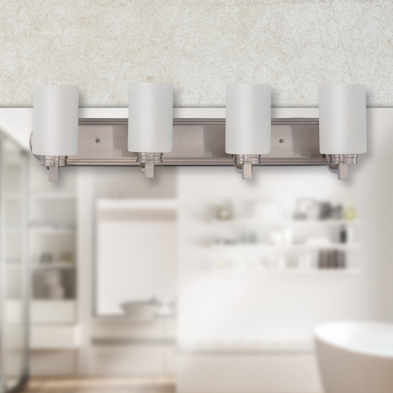 Éclairage de salle de bain à intensité variable 4 lumières Habibatou, Nickel satiné