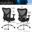 Chaise de bureau haut dossier en filet avec base chromée, noir