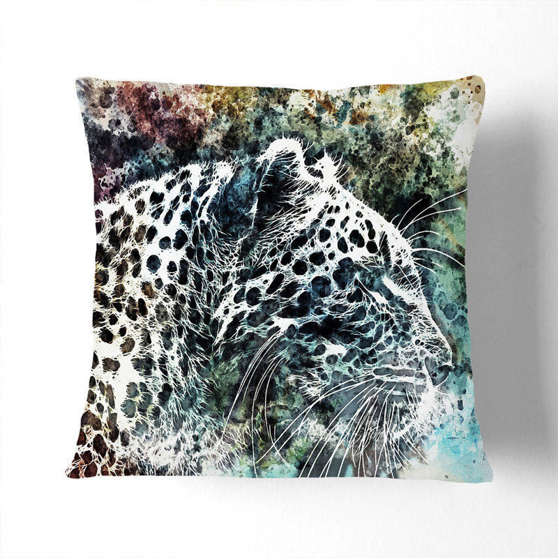 Leopard Cushion with Filling, 40cm H x 40cm W x 15cm D, Black