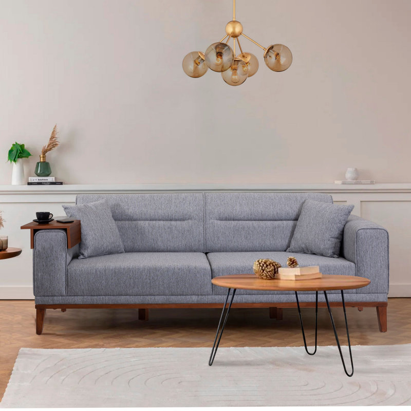 Canapé-lit rembourré 87,8 po Shiena, 100 % polyester gris