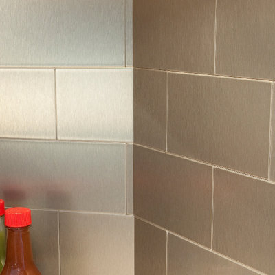 Aspect Peel and Stick 3in x 6in Short Grain Metal Tile 15 Sq Ft Kit