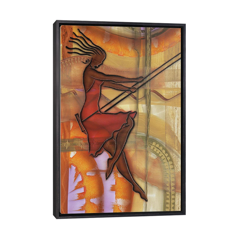 «Carefree» par Fred Odle - impression, Pas de tapis, H 26 po x l 18 po x 1,5 po, Toile avec cadre noir patiné