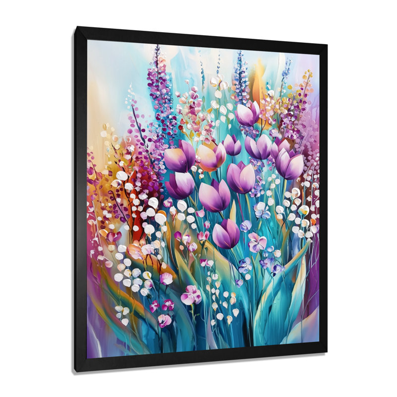 Lim - art mural floral, Noir, H 20 po x l 12 po, Reproduction encadrée sans passe-partout