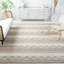 Laine tissée à la main / viscose / coton jacques. Tapis rayé beige-1849904006