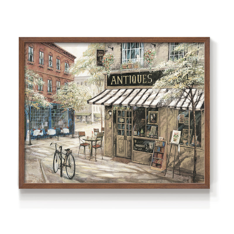 Voisinage de quartier - Reproduction encadrée - Restickable, H 22 po x l 28 po, Noyer