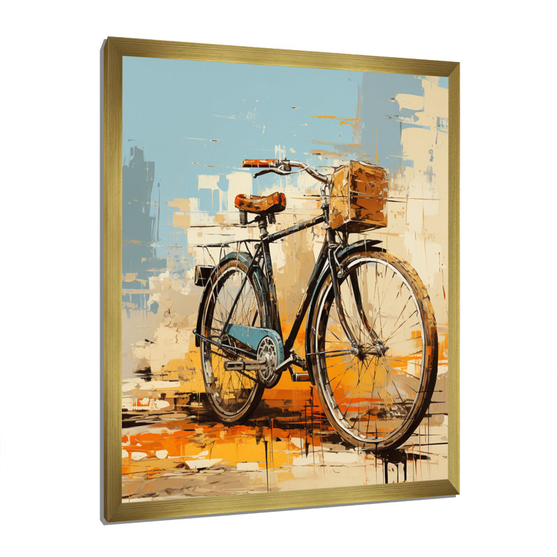 Plageman Bicycle Expressive Journeys An I, reproduction d'art sur toile, H 44 po x l 34 po x P 1,5 po, Encadrement doré