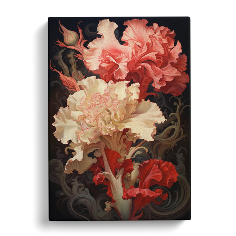 Carnation Flower Rococo - Wrapped Canvas, 50cm H x 35cm W x 3cm D