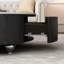 Table basse ronde rustique de 90 cm (35,4 pouces) avec 2 tiroirs et plateau en pierre frittée, noire-430050844