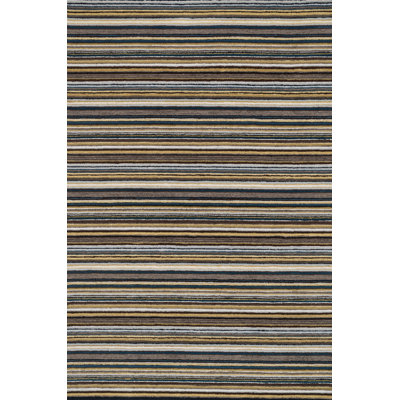 Charlton Home® Kirksey Striped Handmade Tufted Wool Gray Area Rug