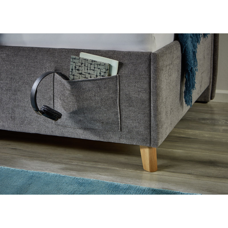Chickerell Upholstered Standard Bed, European Single (90 x 200cm), Grey/Brown/Blue