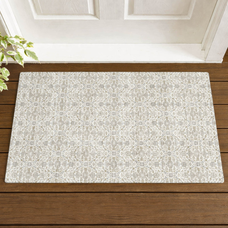 Machine Washable Indoor/Outdoor Chantille ACN2917 Lattice Rug, 1'8" x 2'6", Ivory