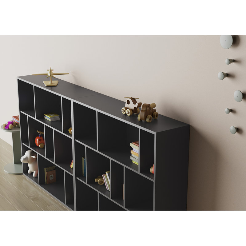 Geonna 117cm H x 111.5cm W Geometric Bookcase, Graphite