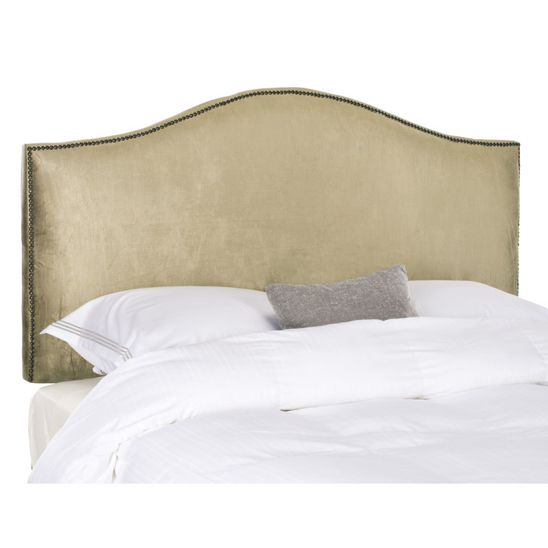 Upholstered Headboard, Full, Olive Green, Velvet