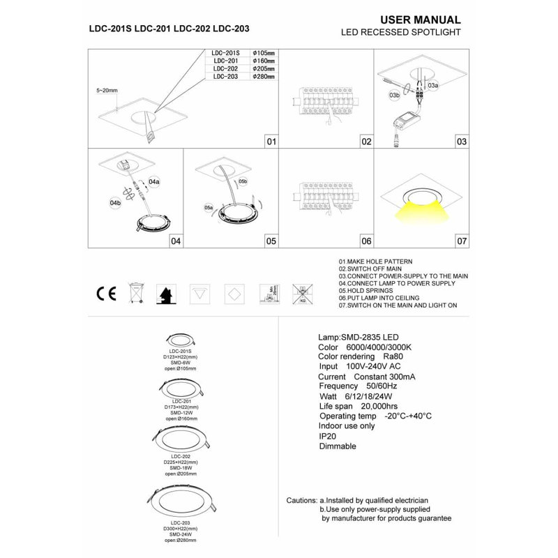 UltraBeam 12 Watt LED Low Profile Round Recessed Ceiling Downlighter, Black