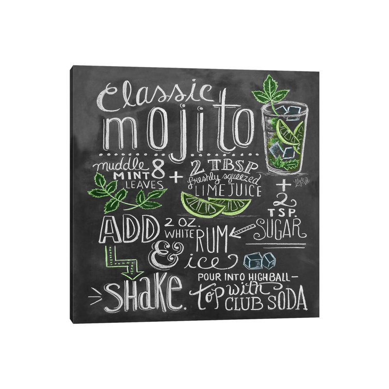 Classic Mojito Recipe - Print on Canvas, Wrapped Canvas, 66.04cm H x 66.04cm W x 1.91cm D
