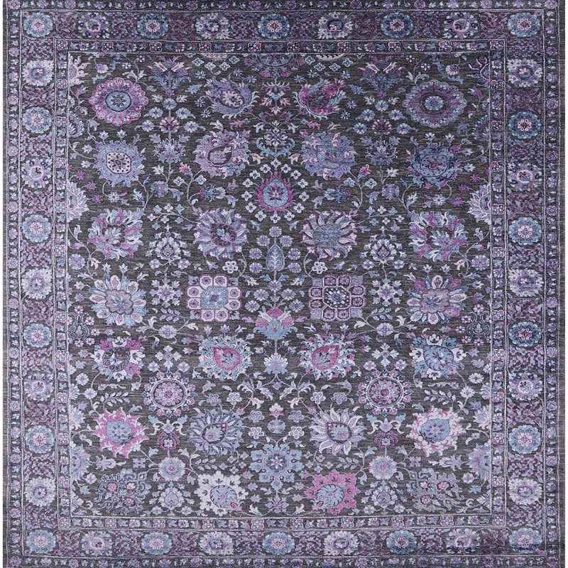 Tapis oriental gris Thorger, Carré 4 pi